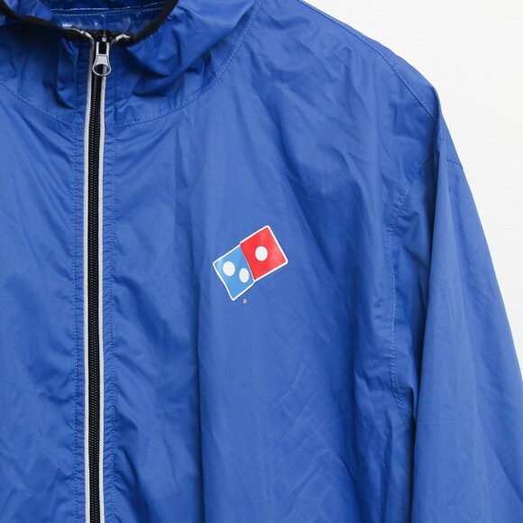 Domino's Pizza Rain Jacket Mens Large Blue Waterproof Full Zip w/ Hood - Picture 6 of 6